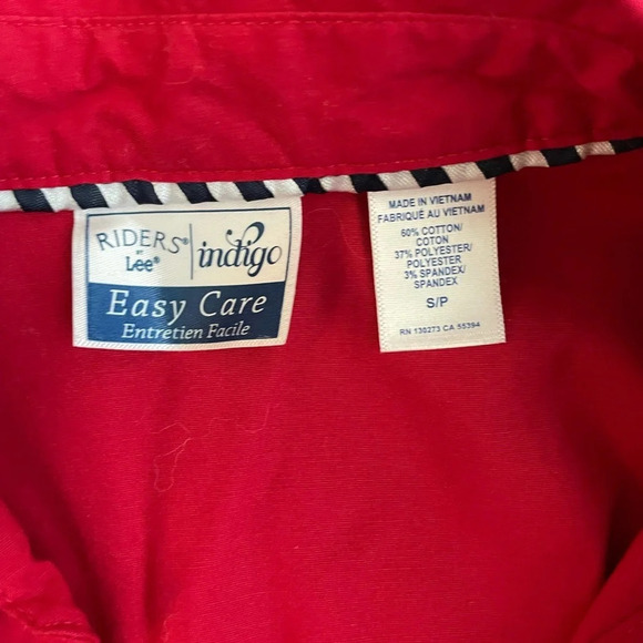 WOMEN'S RIDERS BY LEE TOP BLOUSE SHIRT Size S Stretch 3/4 SLEEVE Buttons - Picture 6 of 8